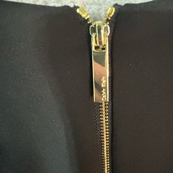 Calvin Klein Black A-Line Dress with V-Neck and Bell Sleeves NWOT - Picture 7 of 13